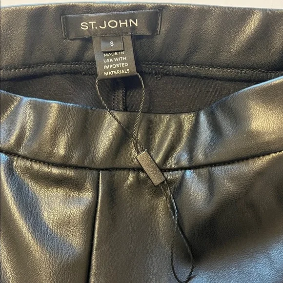 St. John faux leather pants, zipper at leg, black size S NWOT - Picture 10 of 14